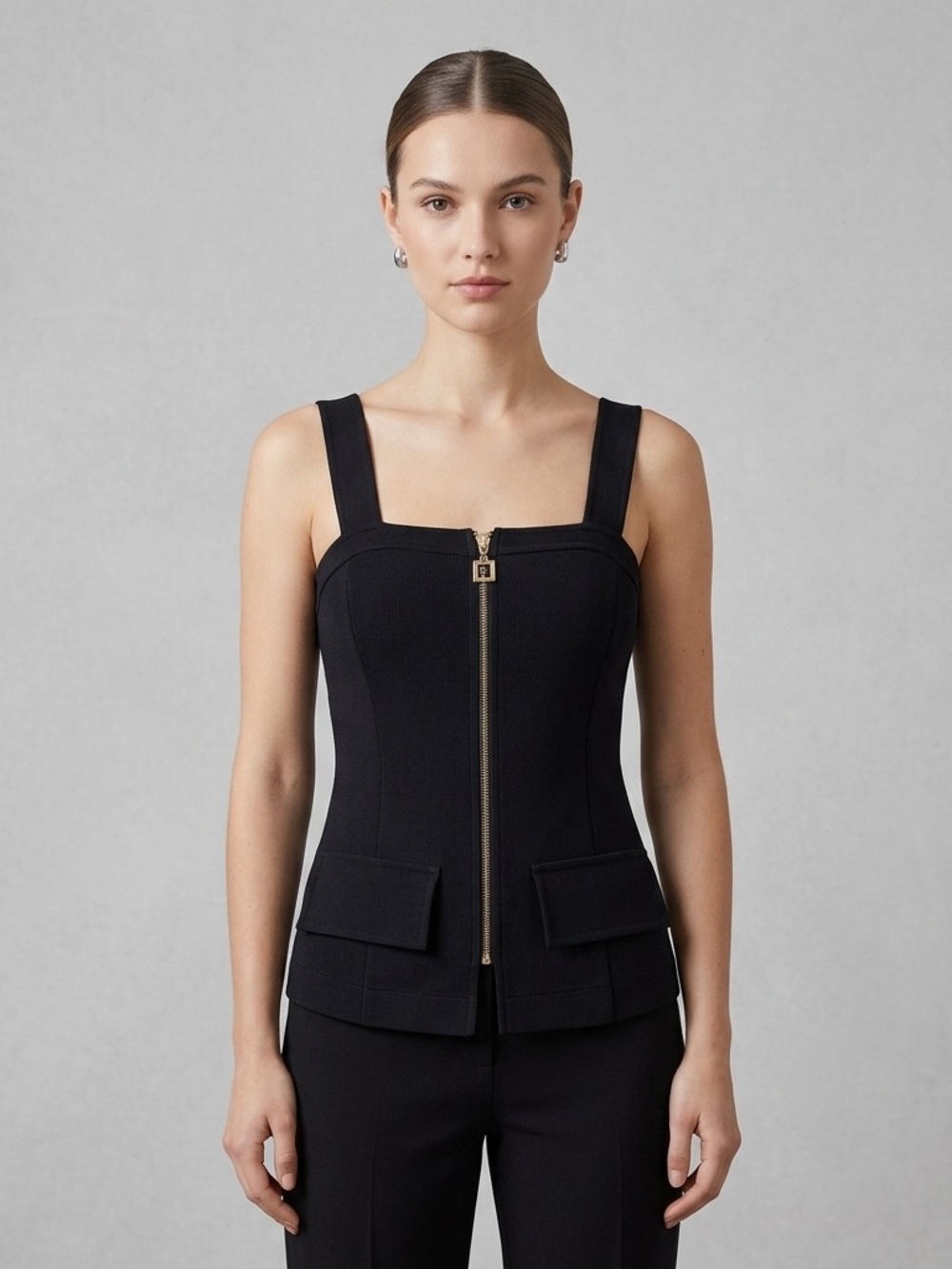 Joseph Ribkoff Black Dress Top with Signature Label